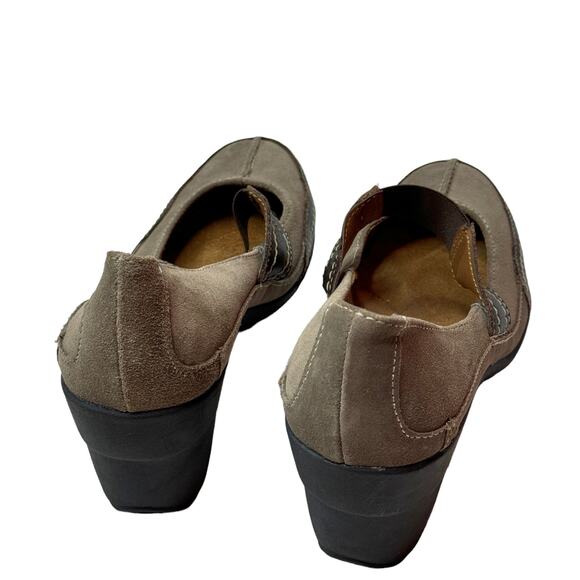 Natural Soul‎ By Naturalizer Taupe Suede Leather Mary Jane Shoes Size 9 M Wedge - Picture 3 of 8